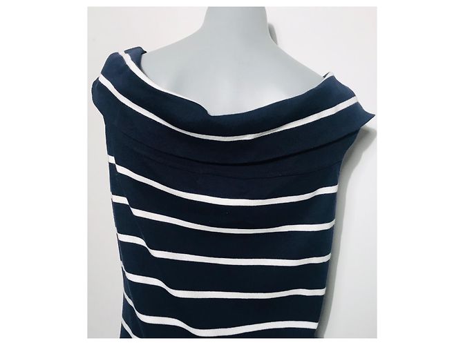 Vestido Ralph Lauren de Algodón con Rayas Blanco Azul - vista 12