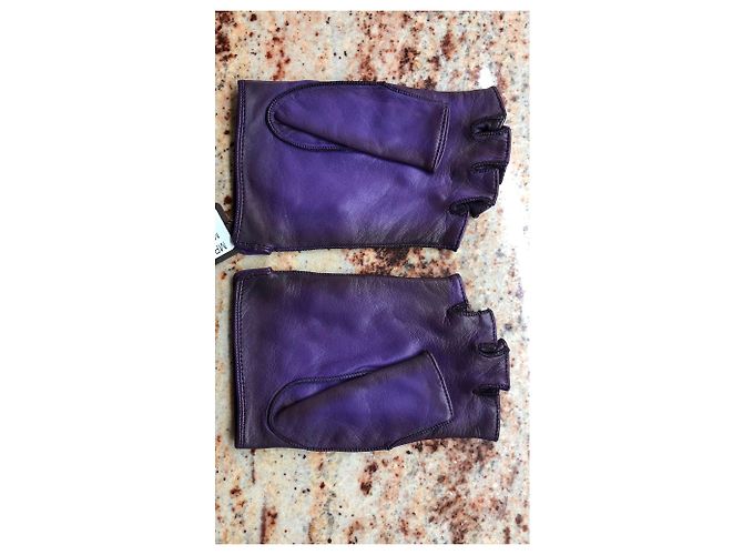 Louis Vuitton Handschuhe aus Leder Violett Lila - Ansicht 2