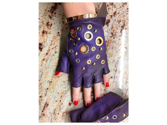 Louis Vuitton Handschuhe aus Leder Violett Lila - Ansicht 5