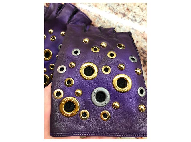 Louis Vuitton Handschuhe aus Leder Violett Lila - Ansicht 6