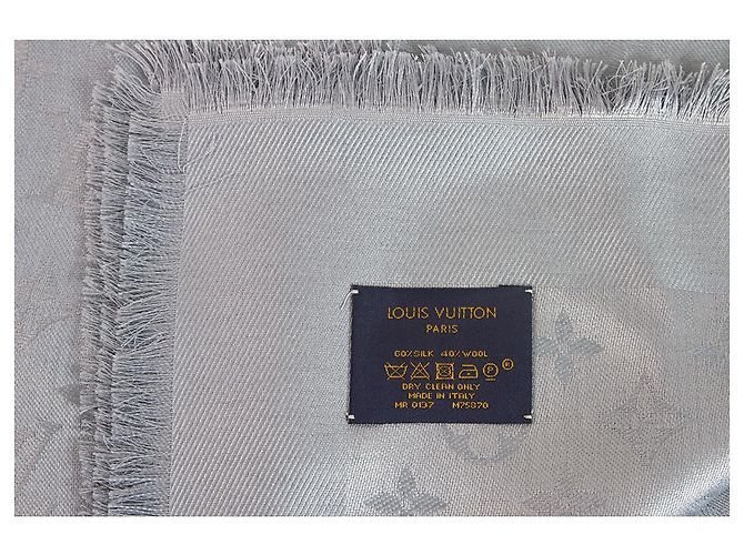 Louis Vuitton Monogramm Hellgrau Ton auf Ton Schal gewebte Jacquard Seide M.75870 - Ansicht 5