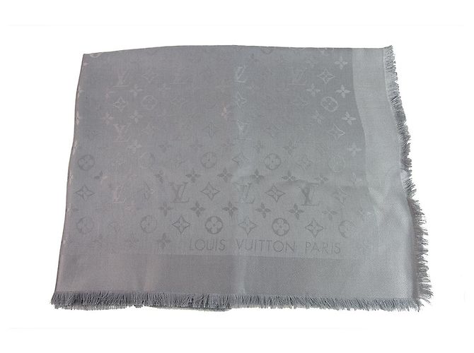 Louis Vuitton Monogramm Hellgrau Ton auf Ton Schal gewebte Jacquard Seide M.75870 - Ansicht 7