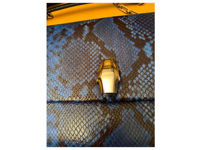 Bolsa de mão Roberto Cavalli em couro azul estilo python - vista 3