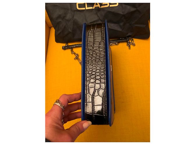 Bolsa de mão Roberto Cavalli em couro azul estilo python - vista 4