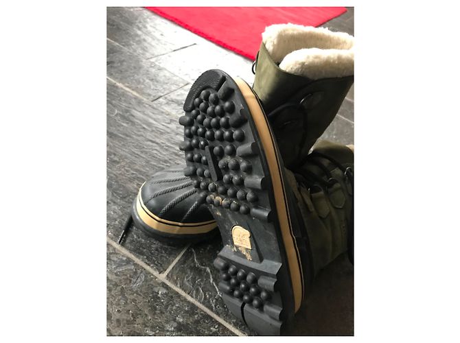 Autre Marque Caribou Schneestiefel Olivgrün Leder Größe 42 - Ansicht 3
