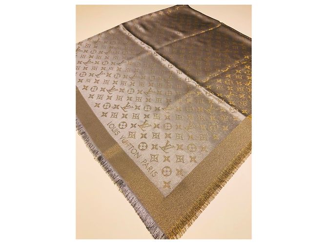 Louis Vuitton Monogramm Glanz Greige Schal Grau - Ansicht 2