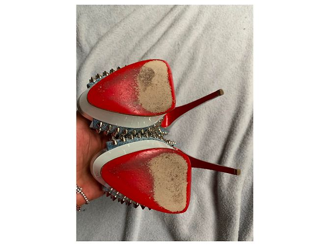 Lady Peep Christian Louboutin Spuntini da donna 150 jeans in vernice Blu chiaro - vista 11
