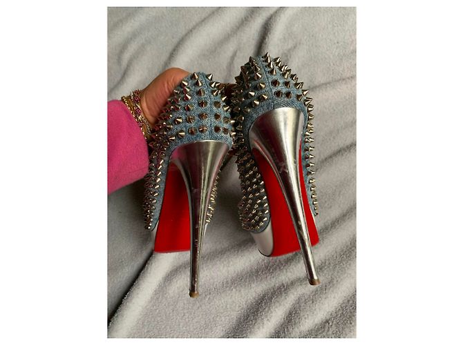 Lady Peep Christian Louboutin Spuntini da donna 150 jeans in vernice Blu chiaro - vista 13