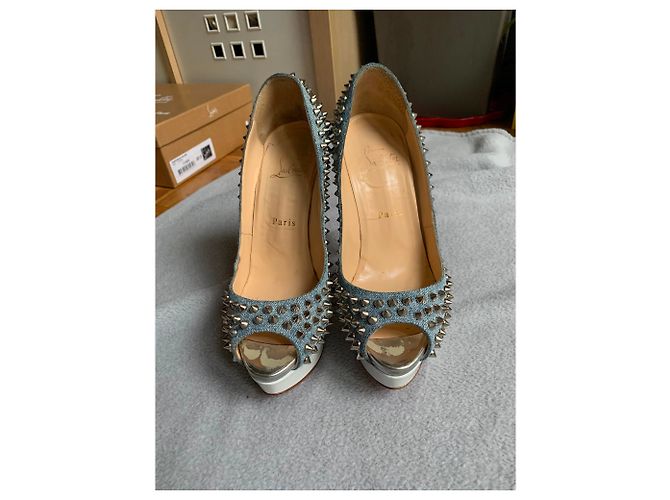 Lady Peep Christian Louboutin Spuntini da donna 150 jeans in vernice Blu chiaro - vista 4