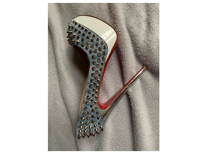 Lady Peep Christian Louboutin Spuntini da donna 150 jeans in vernice Blu chiaro - vista 7