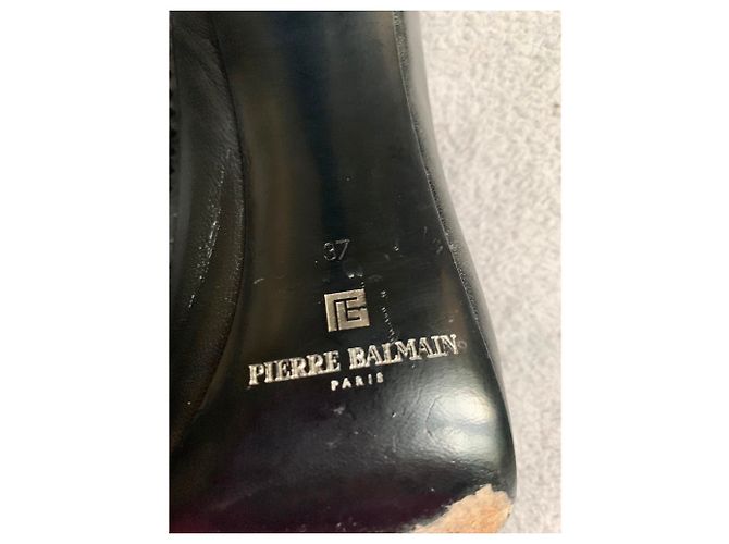 Décolleté Pierre Balmain in pelle nera con cinturino e borchie 37 Nero - vista 10