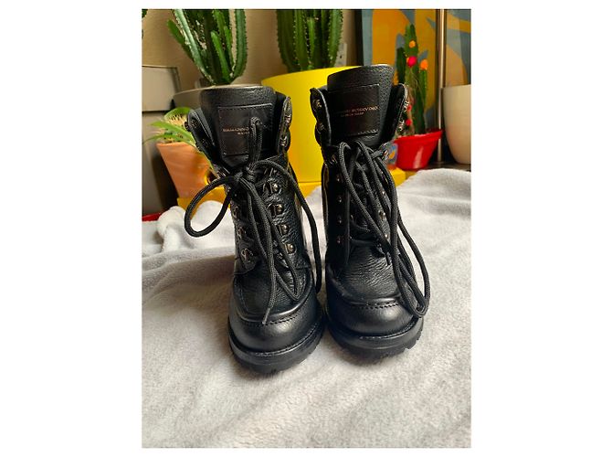 Stivaletti stringati in pelle nera Ermanno Scervino Nero - vista 3