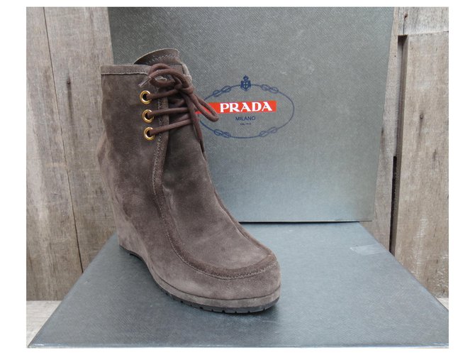 botas de cuña Prada p 39,5 Gris pardo - vista 5