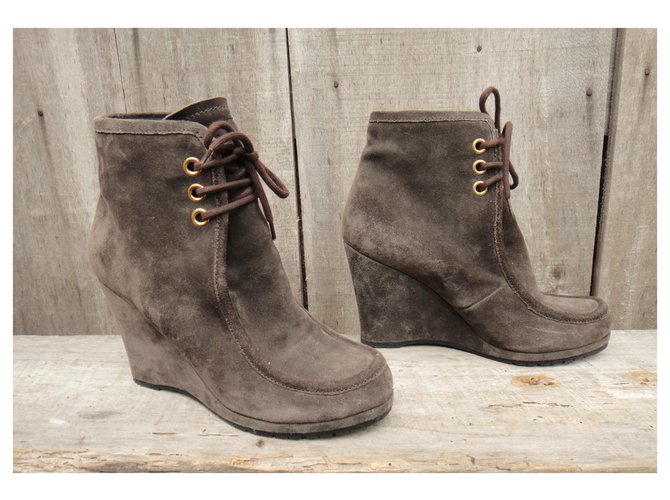 botas de cuña Prada p 39,5 Gris pardo - vista 6