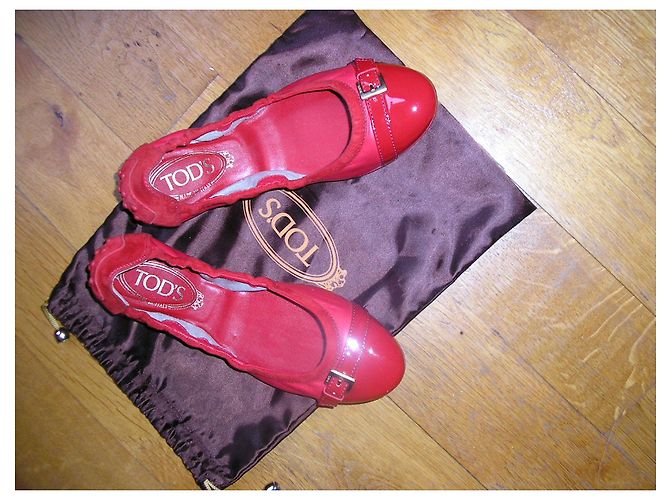 Tod's Weiche Ballerinas, rotes Leder, US36. - Ansicht 5