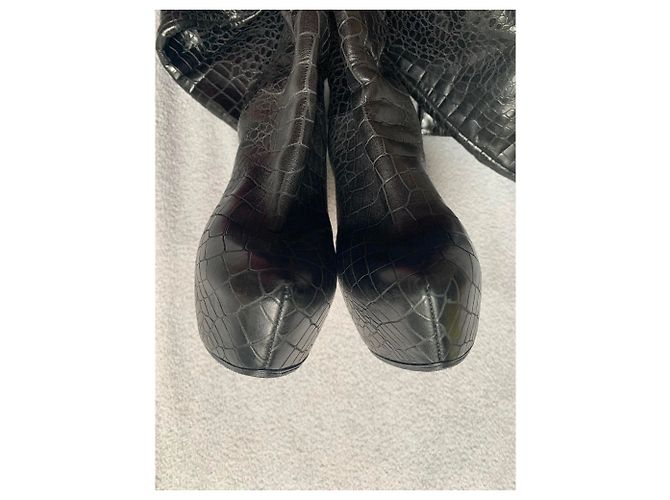 Casadei Black Python Boots Size 37 - view 5