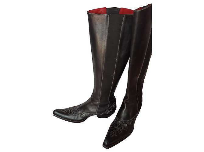 Free Lance Cowboystiefel aus schwarzem Leder - Ansicht 2