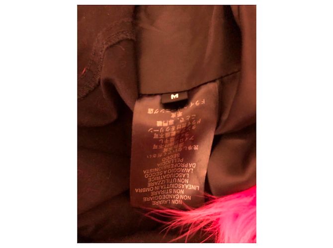 Autre Marque Chaqueta de piel de conejo y mapache rosa Negro - vista 3