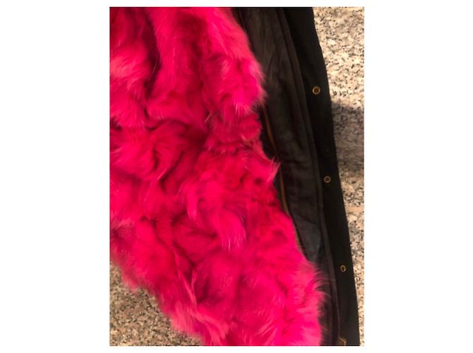 Autre Marque Chaqueta de piel de conejo y mapache rosa Negro - vista 7