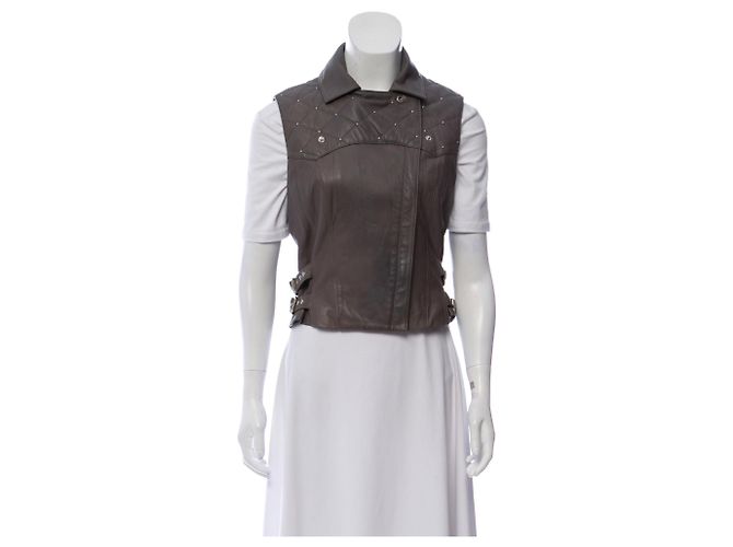 Alice by Temperley Chaqueta de cuero sin mangas Gris - vista 2
