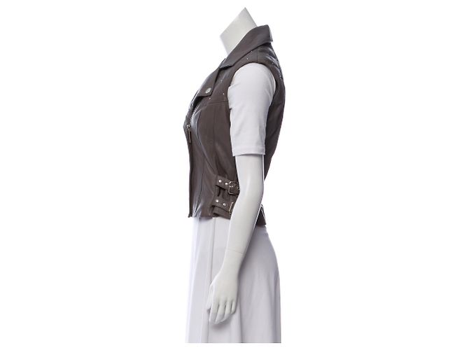 Alice by Temperley Chaqueta de cuero sin mangas Gris - vista 3