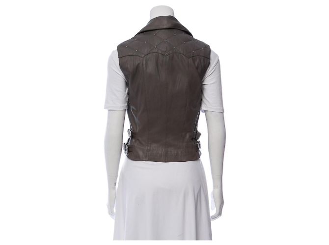 Alice by Temperley Chaqueta de cuero sin mangas Gris - vista 4