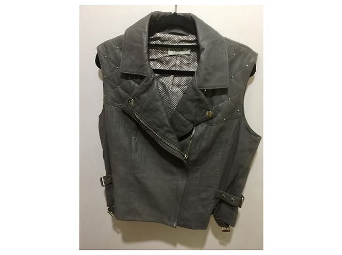 Alice by Temperley Chaqueta de cuero sin mangas Gris - vista 5
