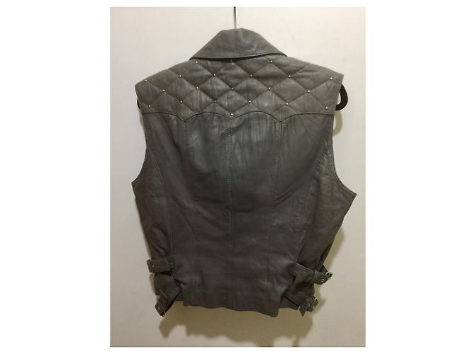Alice by Temperley Chaqueta de cuero sin mangas Gris - vista 6
