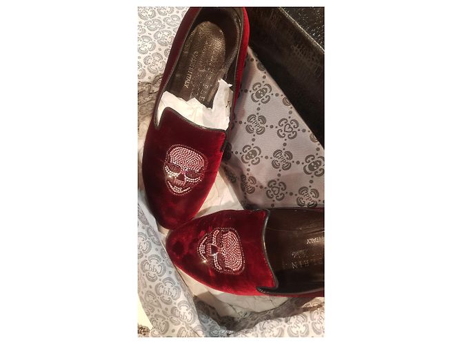 Philipp Plein mocassino con strass teschio Bordò - vista 13