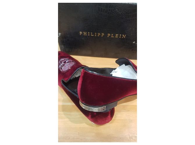 Philipp Plein mocassino con strass teschio Bordò - vista 4