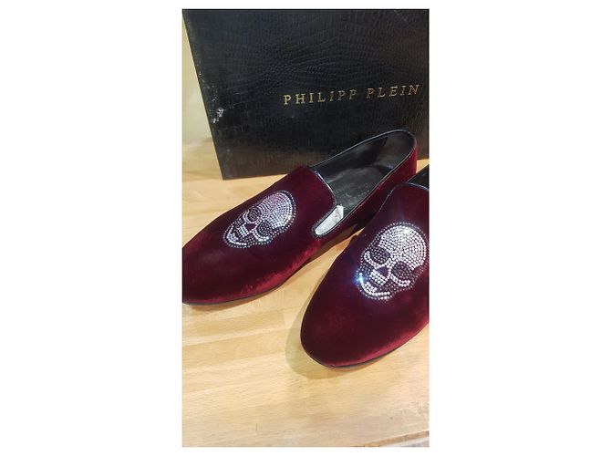 Philipp Plein mocassino con strass teschio Bordò - vista 7
