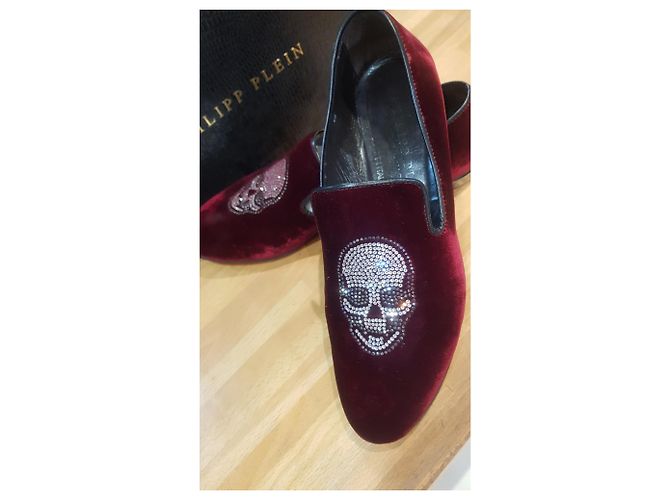 Philipp Plein mocassino con strass teschio Bordò - vista 9