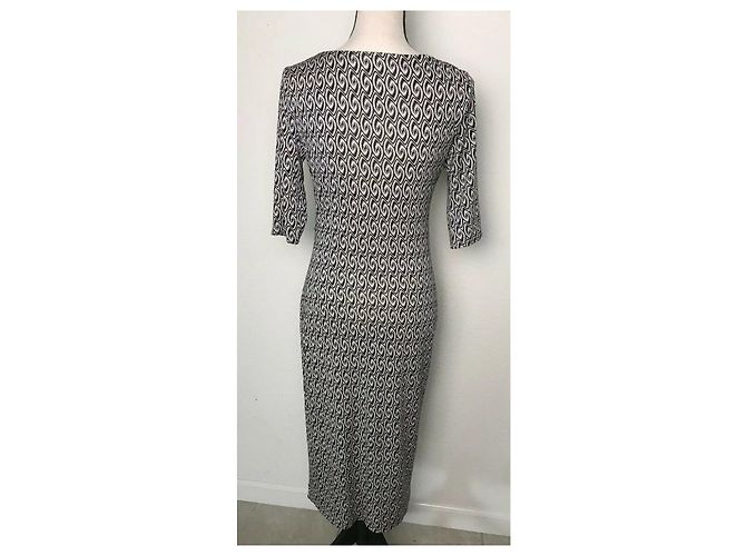Diane Von Furstenberg Eliza Vintage Seidenkleid Schwarz Weiß - Ansicht 2