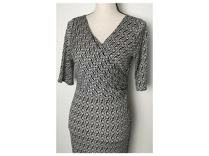 Diane Von Furstenberg Eliza Vintage Seidenkleid Schwarz Weiß - Ansicht 3