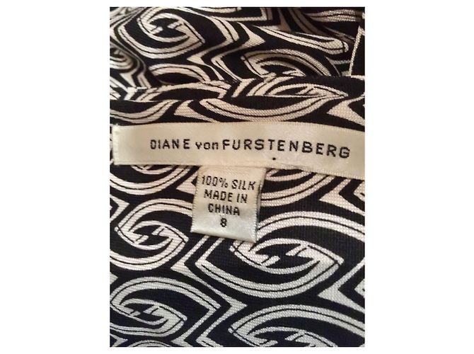 Diane Von Furstenberg Eliza Vintage Seidenkleid Schwarz Weiß - Ansicht 6