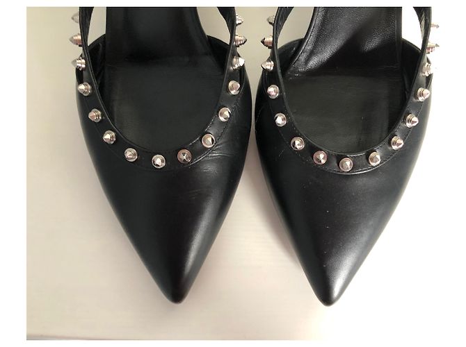 Décolleté Saint Laurent in pelle nera con borchie Nero - vista 5