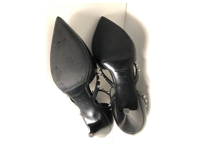 Décolleté Saint Laurent in pelle nera con borchie Nero - vista 6