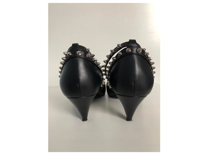 Décolleté Saint Laurent in pelle nera con borchie Nero - vista 7