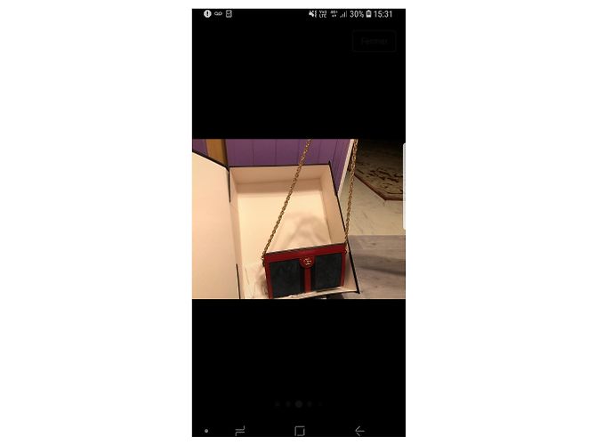 Borsa Gucci Ophidia Rosso Scuro e Blu Notte in Pelle Vernice Bordò Blu scuro - vista 3