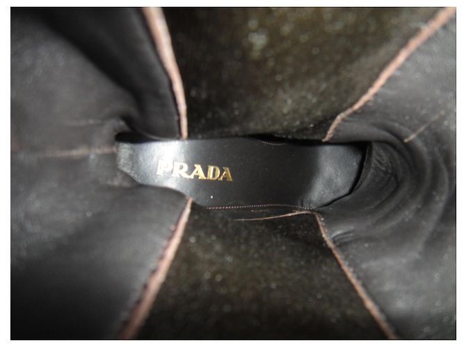 Botas Prada Taupe Ante 38.5 Gris pardo - vista 3