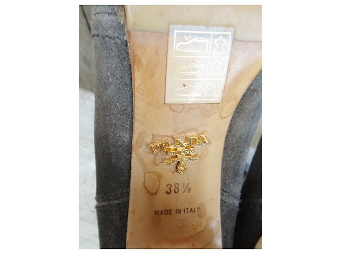 Botas Prada Taupe Ante 38.5 Gris pardo - vista 9