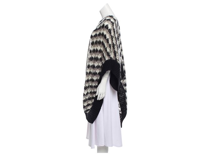 Missoni Strickponcho schwarz weiß grau - Ansicht 2
