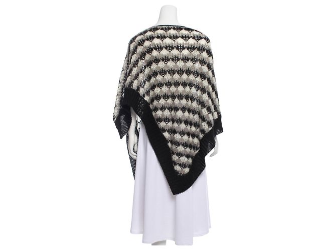Missoni Strickponcho schwarz weiß grau - Ansicht 3