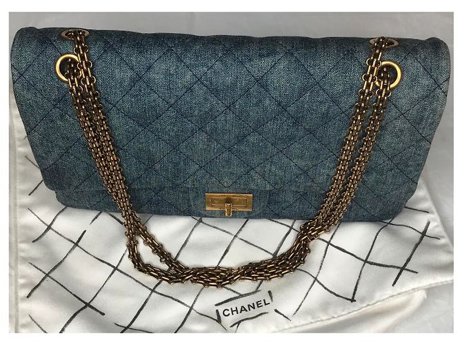Chanel Jumbo 2.55 Dbl Flap bag Denim Blu - vista 11