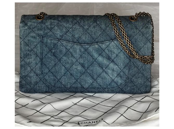 Chanel Jumbo 2.55 Dbl Flap bag Denim Blu - vista 12