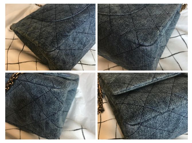 Chanel Jumbo 2.55 Dbl Flap bag Denim Blu - vista 14