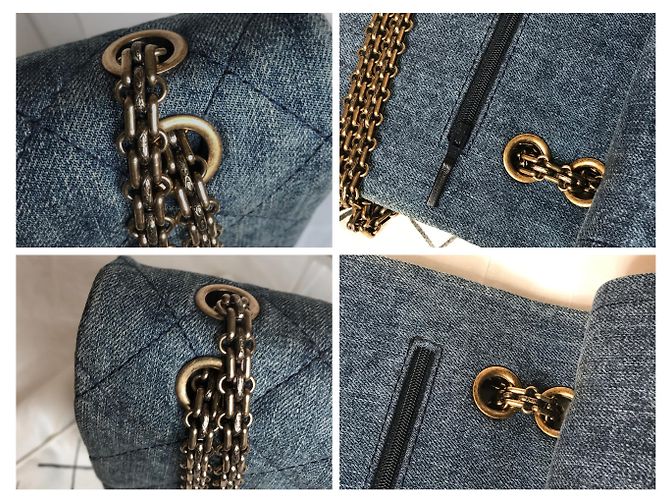 Chanel Jumbo 2.55 Dbl Flap bag Denim Blu - vista 15