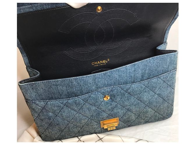 Chanel Jumbo 2.55 Dbl Flap bag Denim Blu - vista 17