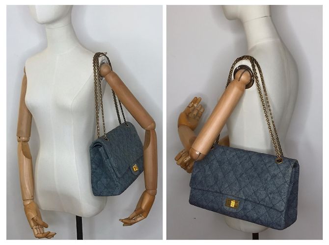 Chanel Jumbo 2.55 Dbl Flap bag Denim Blu - vista 22