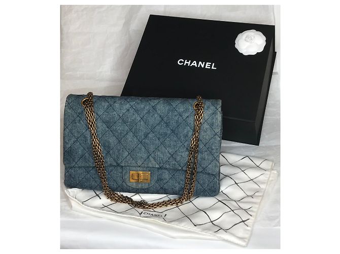 Chanel Jumbo 2.55 Dbl Flap bag Denim Blu - vista 23